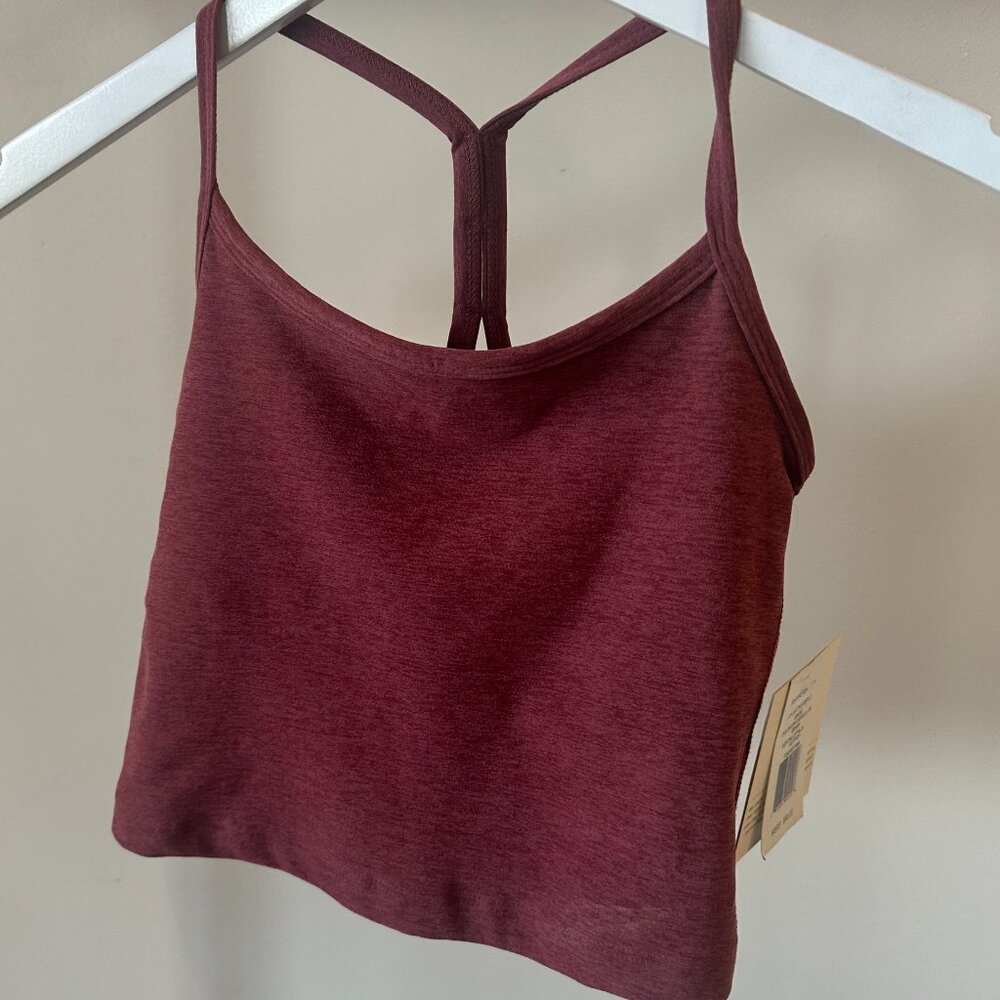 NWT Beyond Yoga Spacedye Slim Racerback Cropped Tank, Cranberry Heather XS